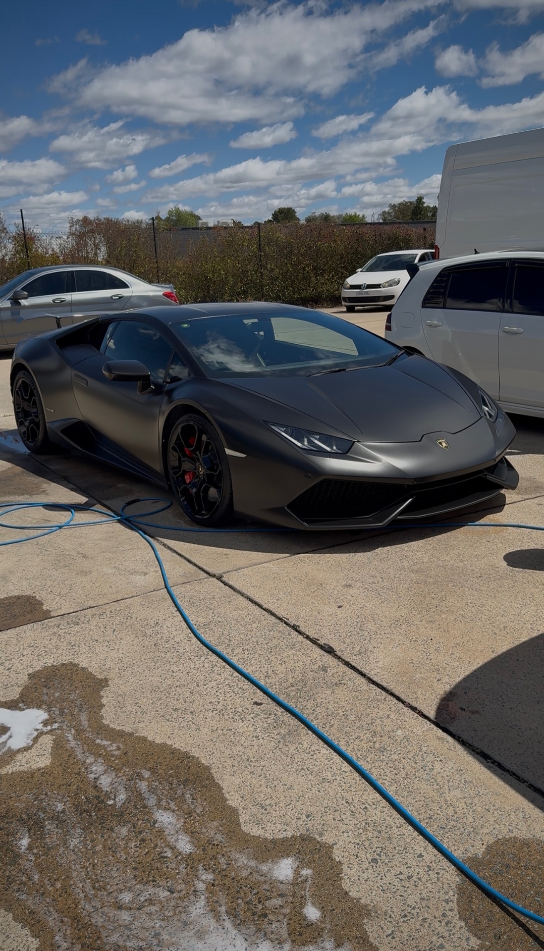 Matte black Lamborghini Huracan, mobile detailing across Canberra